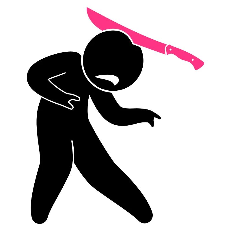 Ein Zombie mit einer Machete im Kopf