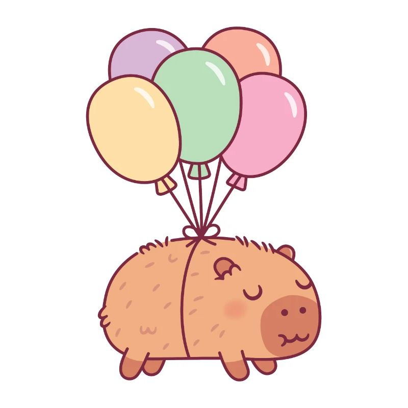 Süßes Capybara mit Luftballons