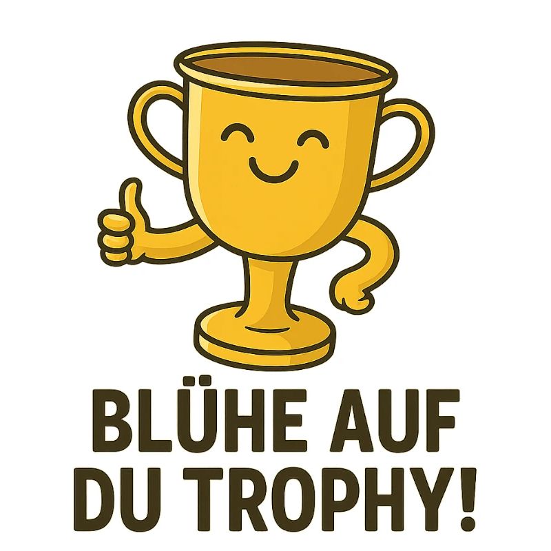Happy trophy mug with saying