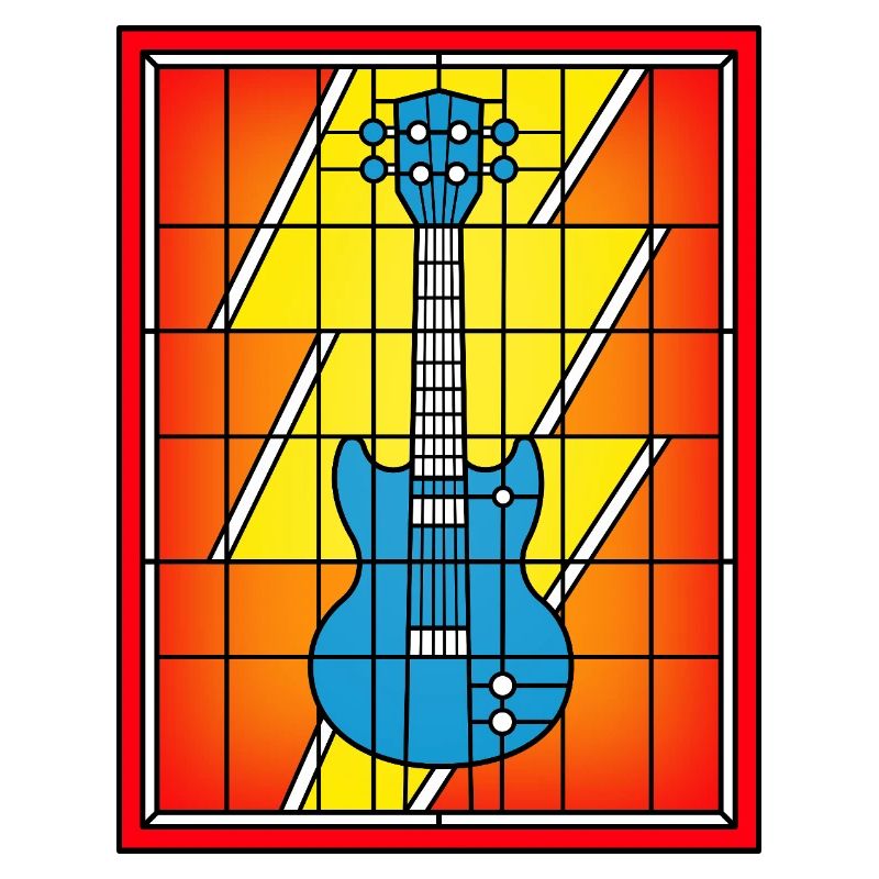 Buntglas-Blaue Gitarre