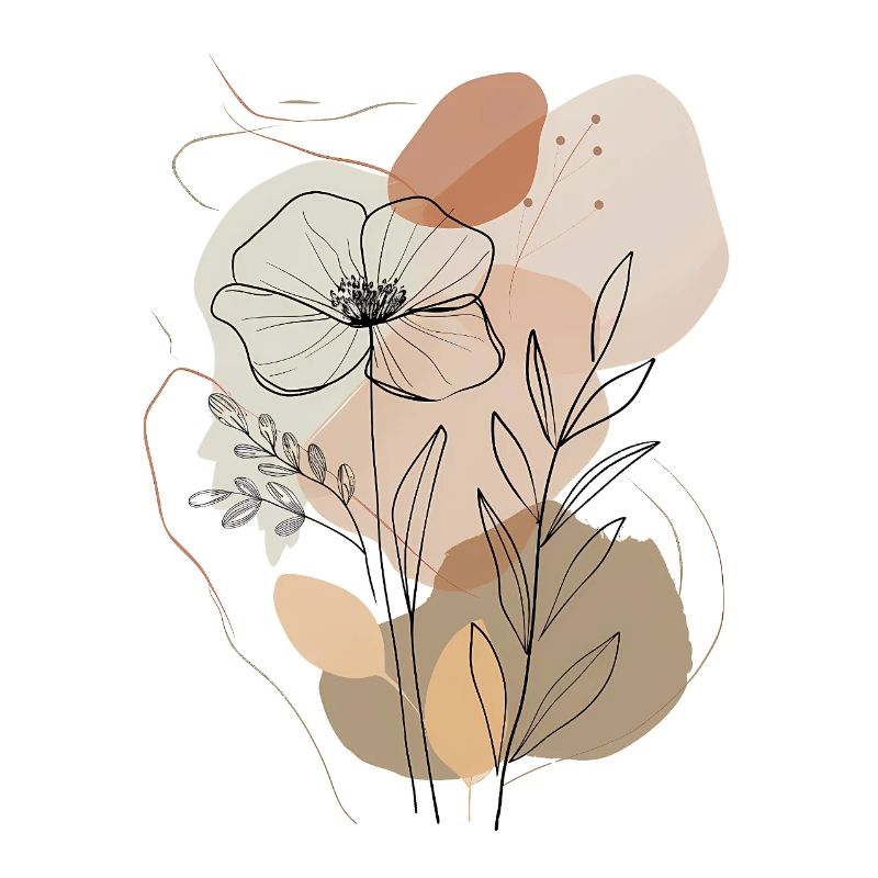 Boho Floral Line Art, Minimalist Nature Design