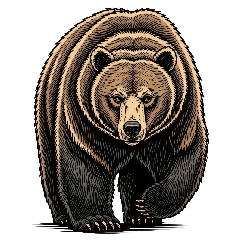 Bear Watcher Linienillustration