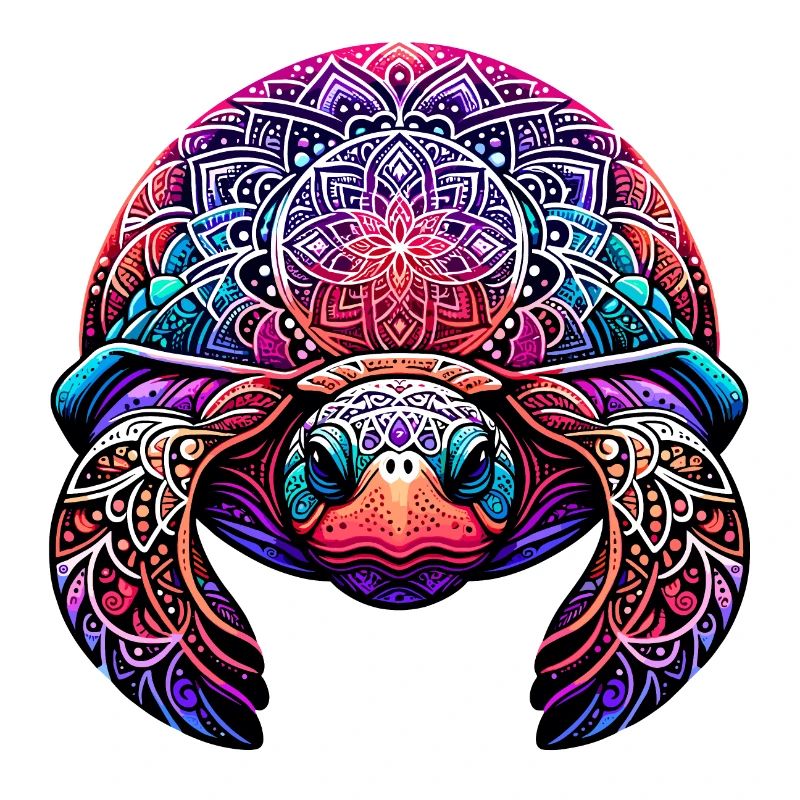 Colorful Mandala Turtle Artwork