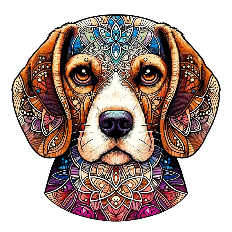 Portrait de Beagle Mandala orné