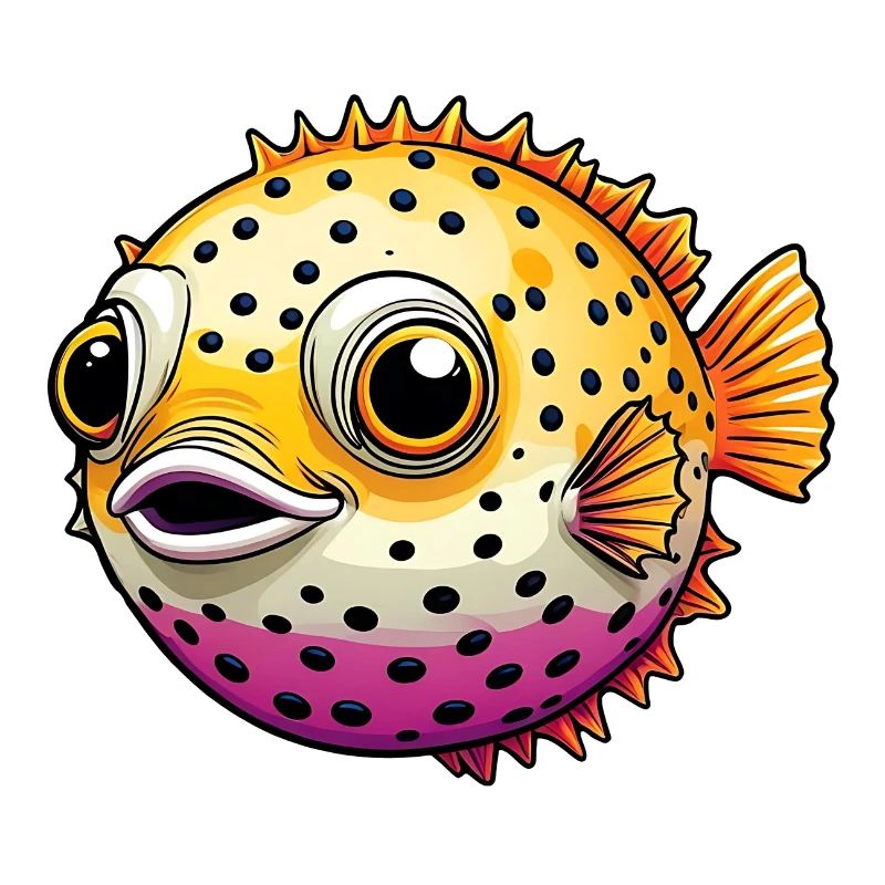 Poisson-globe coloré riant joyeux