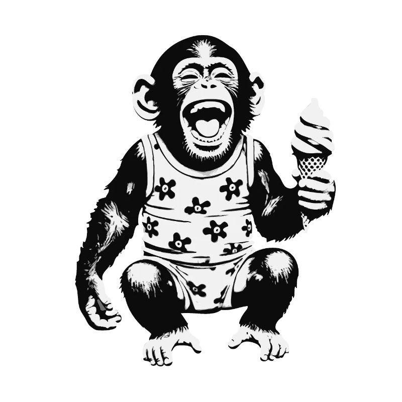 Lachendes Äffchen mit Eis