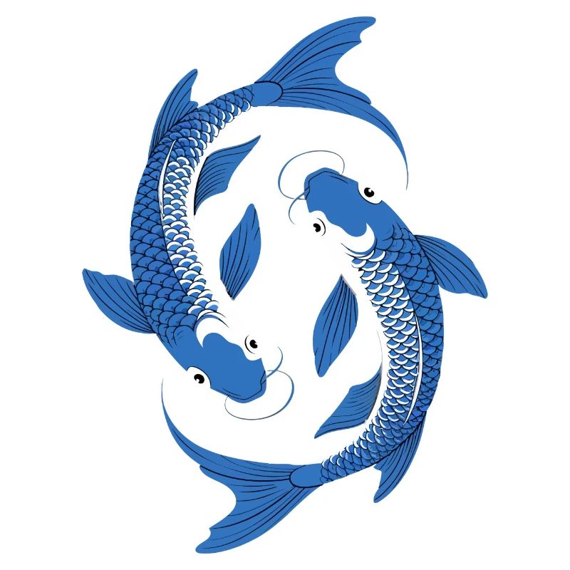 Blauer Koi Kreis Kunst
