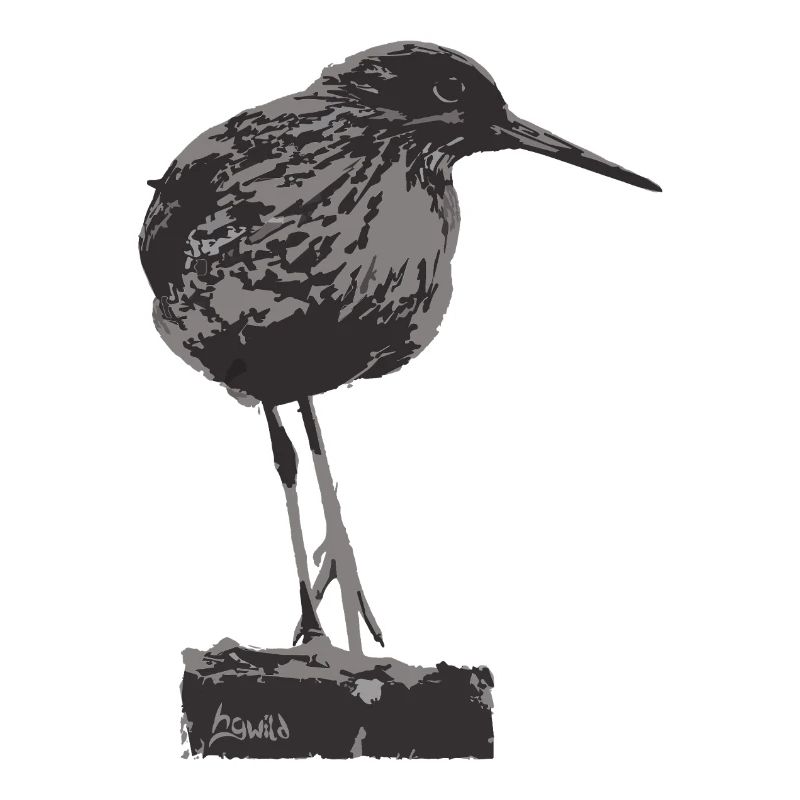 Rotschenkel - Monochrome Vogel Silhouette