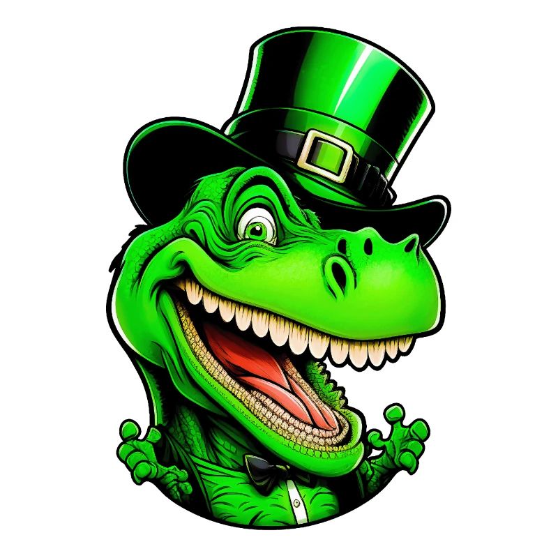 Funny St Patrick's Day dinosaur with top hat