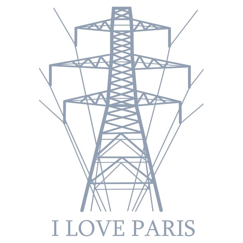 Ironisch Ich liebe Paris Eiffelturm als Strommast