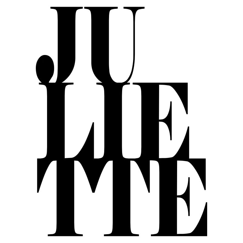 Juliette Surname First name Modern font Word Art