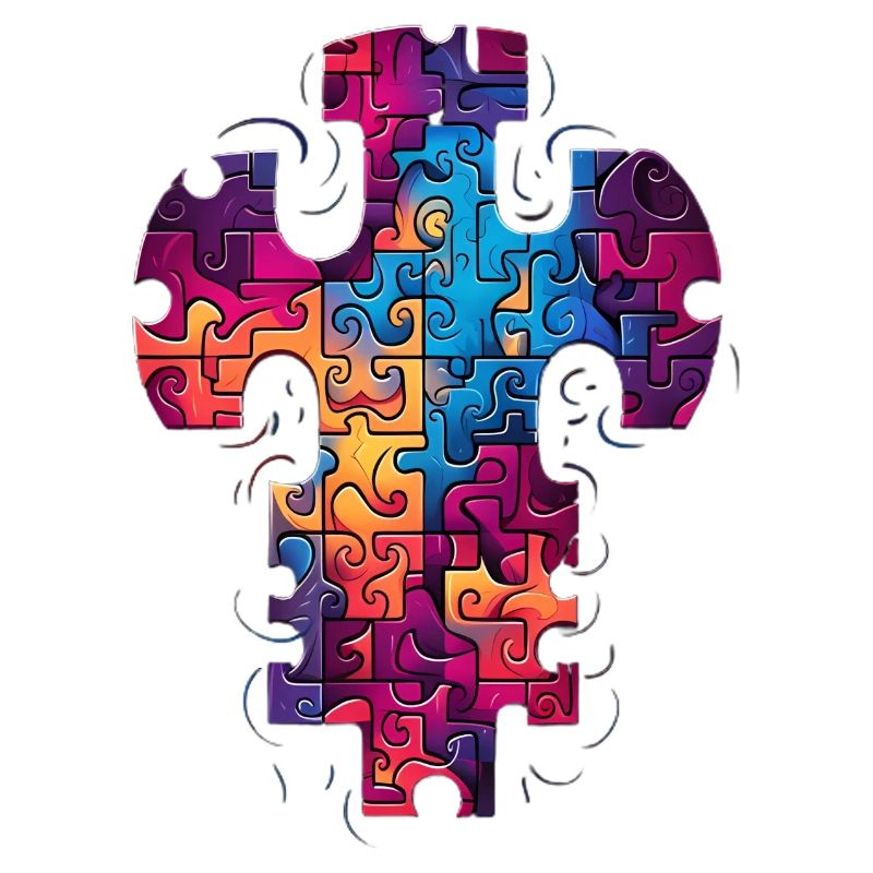 Belle croix de puzzle colorée