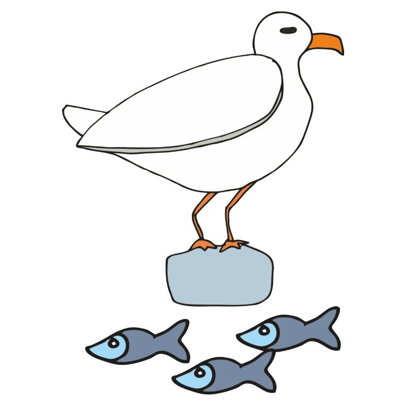 möve mit fischen
