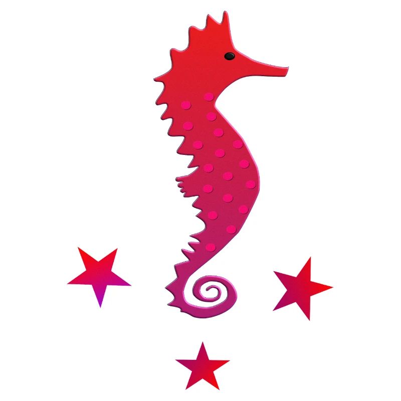 rotes Seepferdchen mit Sternchen pinkes Seepferd