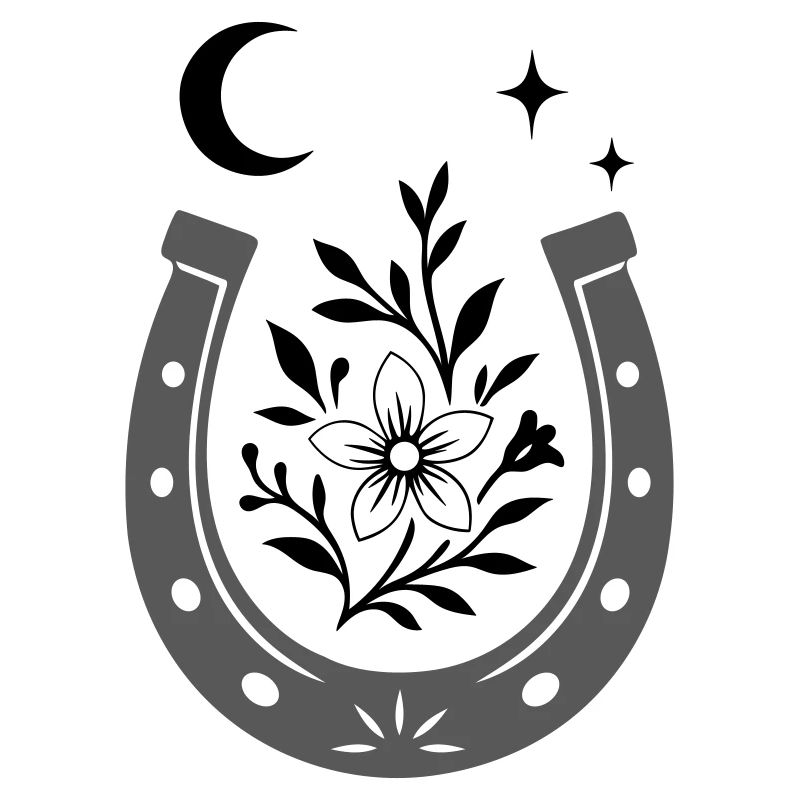 Hufeisen mit Blume & Mond - Glücksdesign