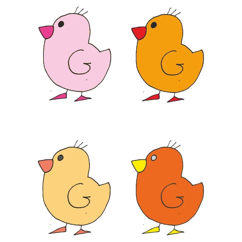 Illustrations colorées de canetons