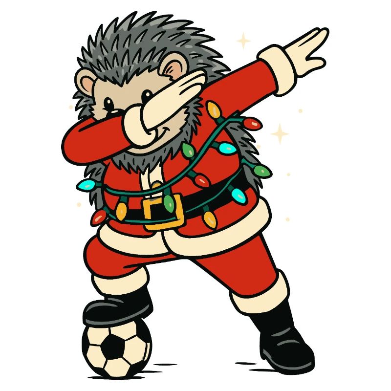 Dabbing Igel Weihnachtsmann Fußball Geschenk