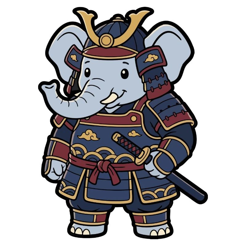 Elefant-Samurai in Krieger-Rüstung