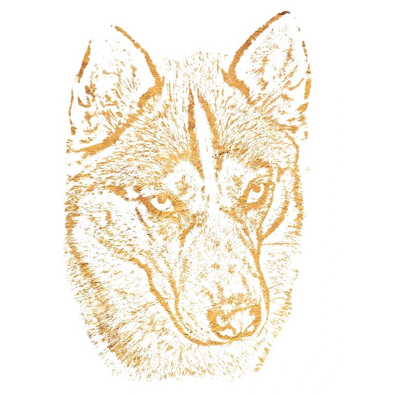 Golden Wolfhead Husky Silhouette