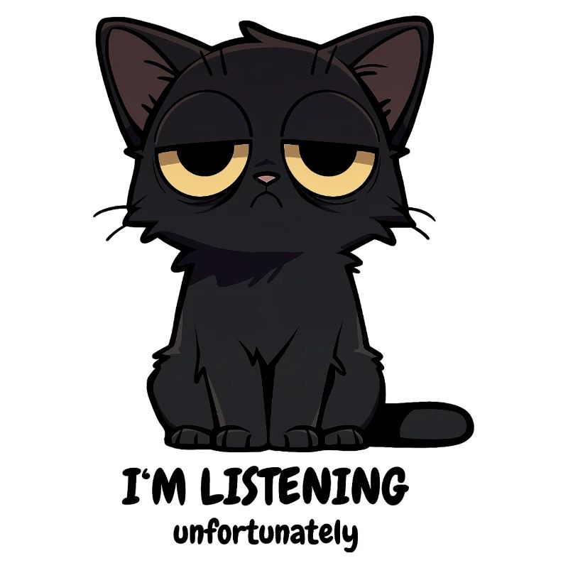 Grumpy Black Cat | Zero Buck Cats Motif