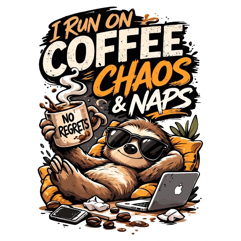 Coffee Chaos & Naps Sloth Tee