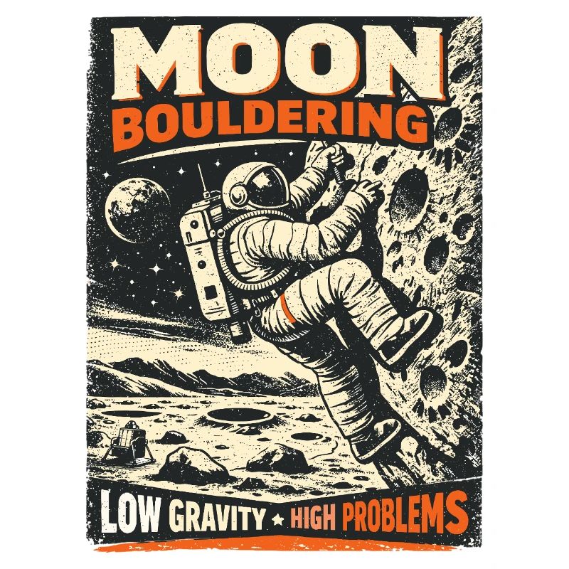 Bloc lunaire : conception vintage d’escalade d’astronaute