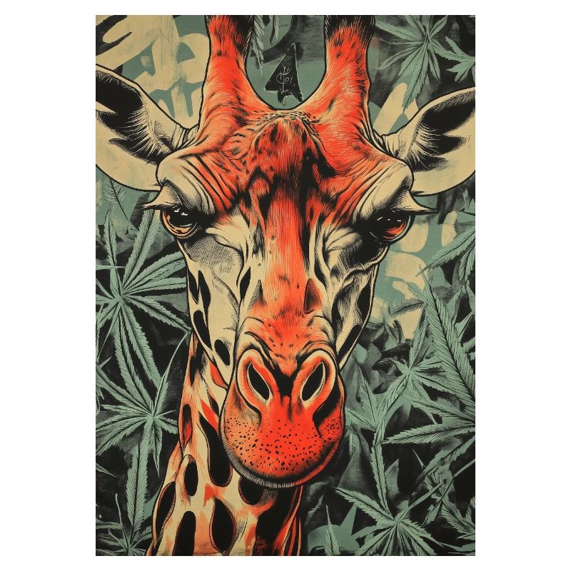 Giraffe im Cannabis-Print