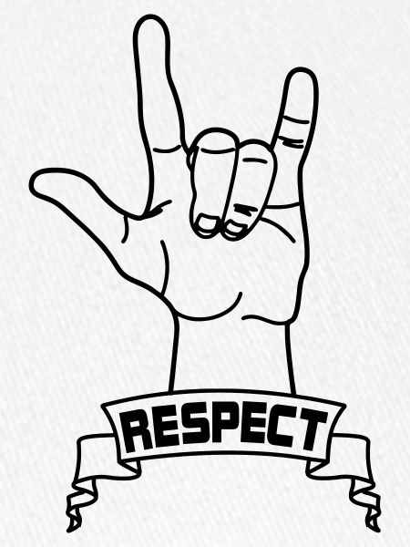 Handgeste Respekt mit Text RESPEKT