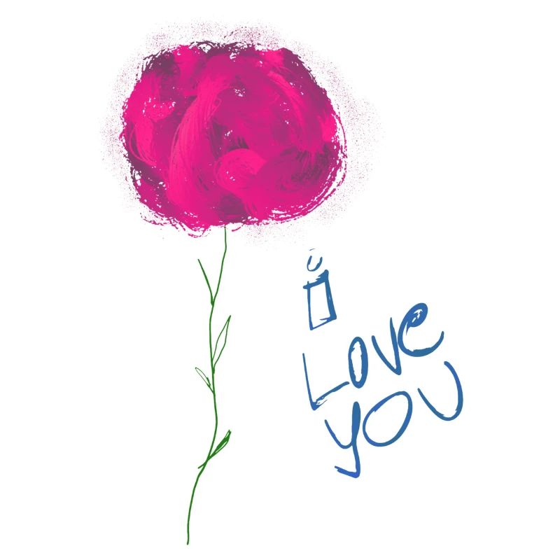 Abstrakte Blumenillustration mit Liebesbotschaft