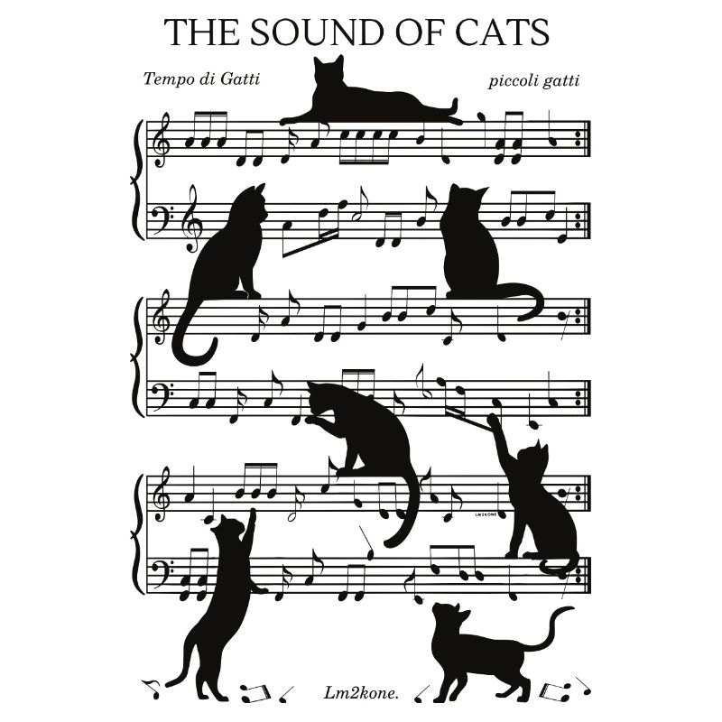 Musical Cats Notes Black
