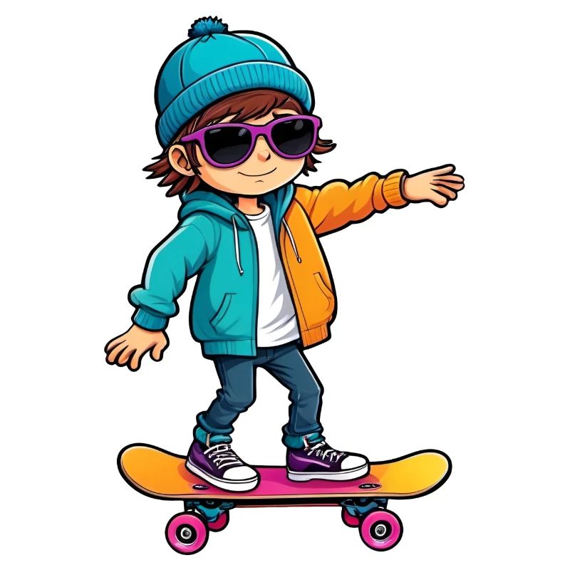 Cooles, glückliches Skateboard-Kind