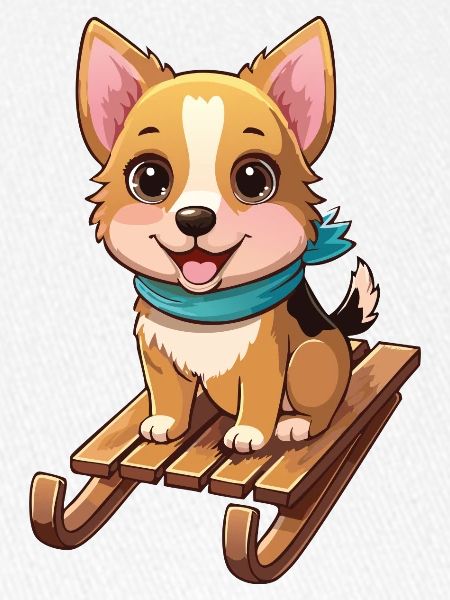 Lustiger Hund mit Schlitten