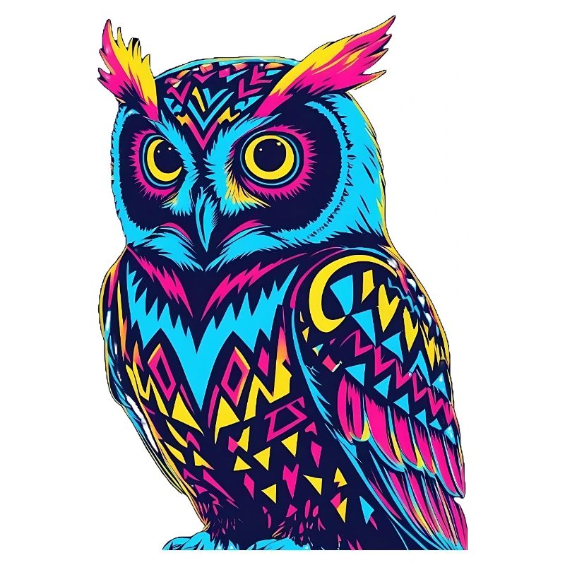 Neon Tribal Owl Design