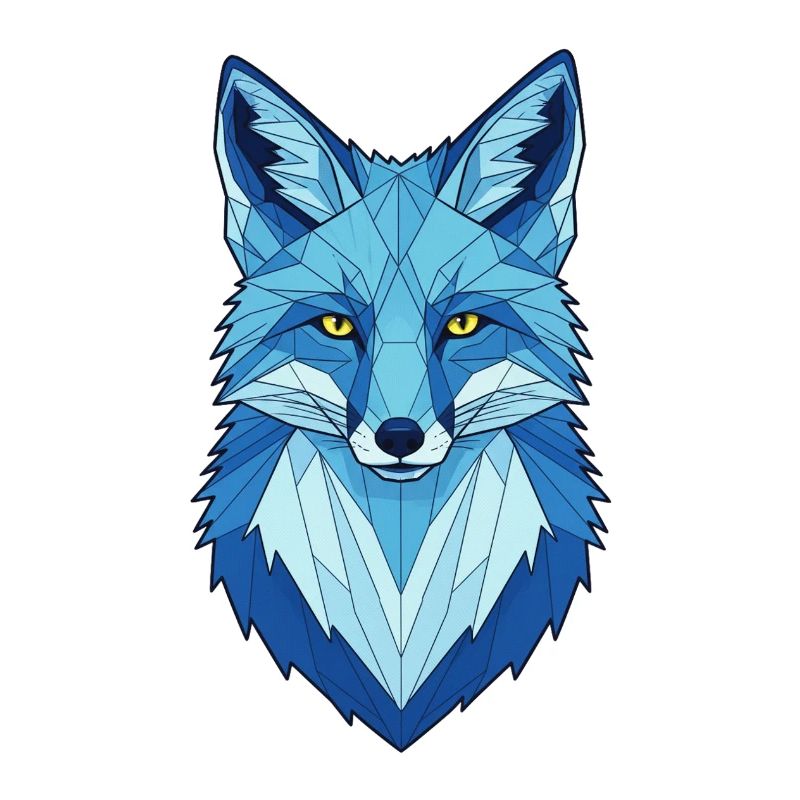 Blauer Geometrischer Wolfkopf