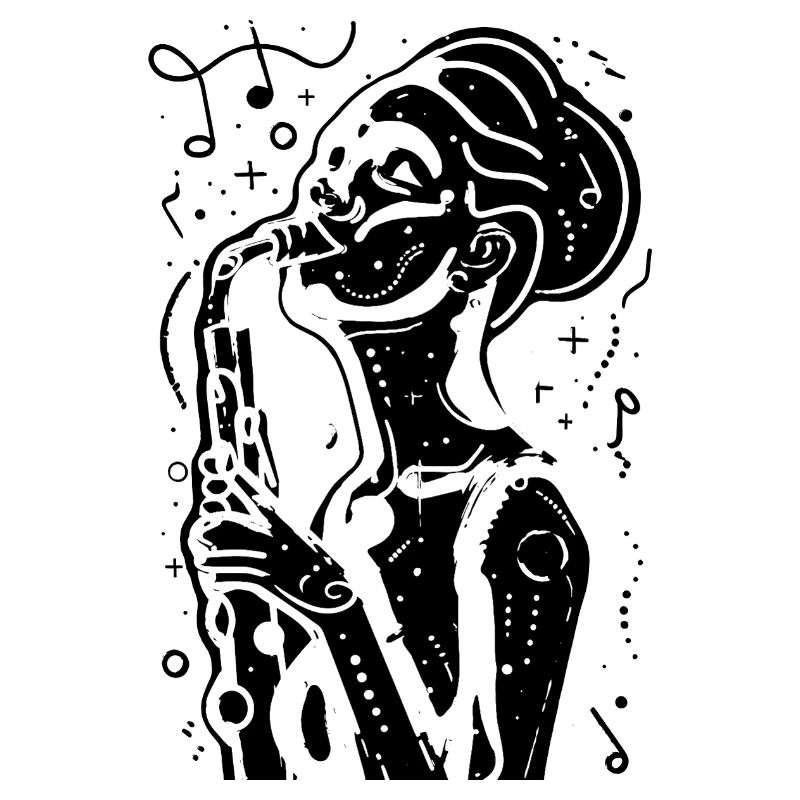 Femme saxophone dessinant