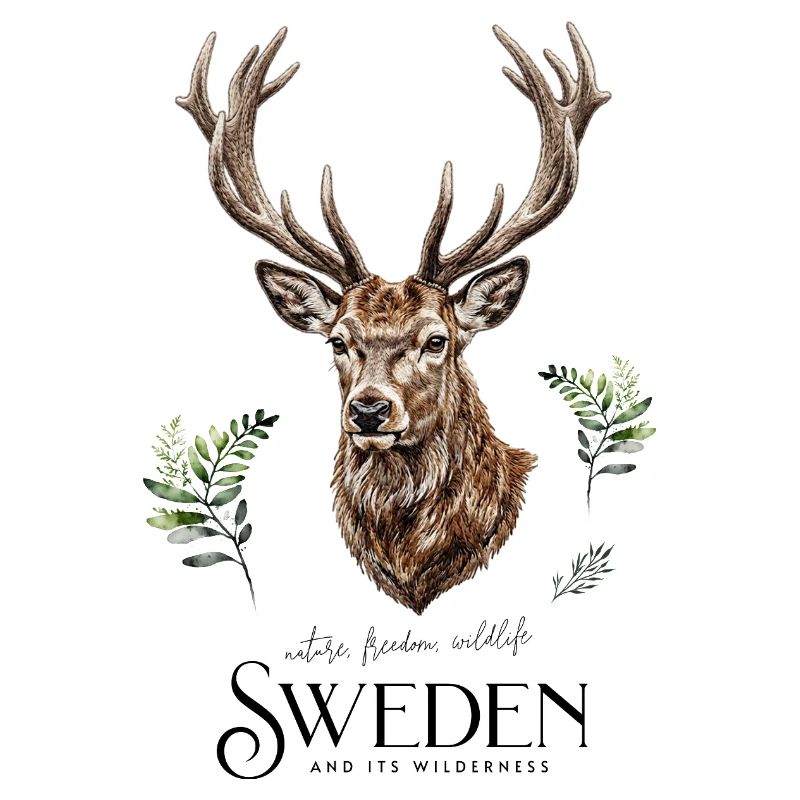 Tête de cerf dans la forêt sauvage de Suède