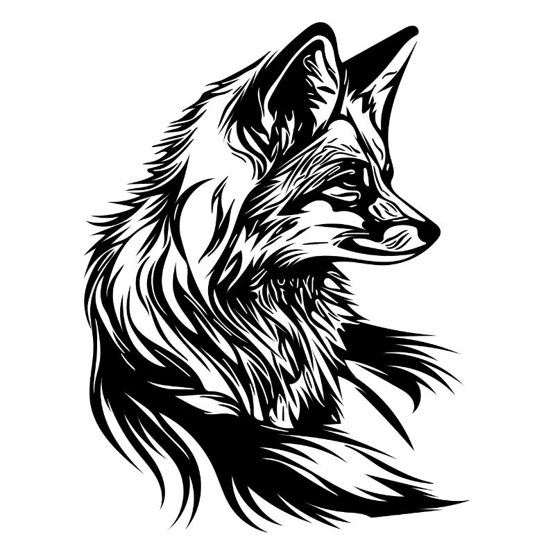 Petit renard mignon portrait tatouage encre