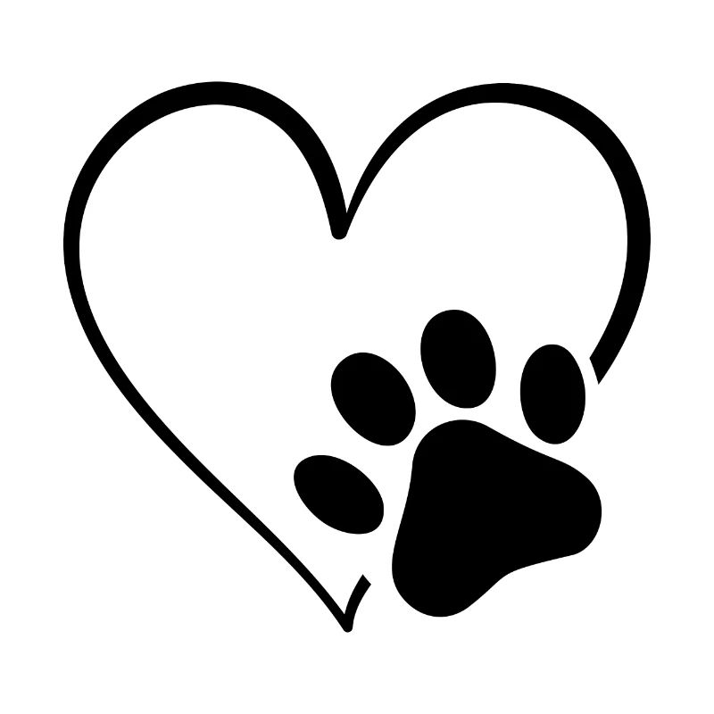 Cœur d’impression de patte de chien