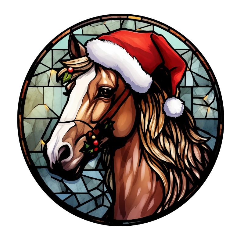 Pferd mit Weihnachtsmütze