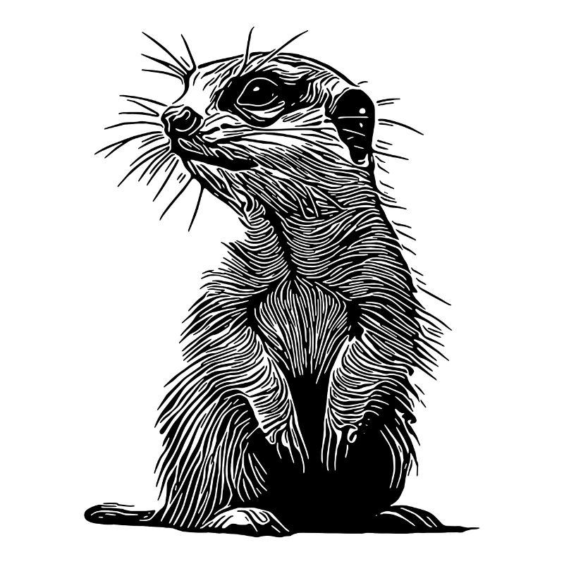 Putziges Erdmännchen mit Fell und Querstreife