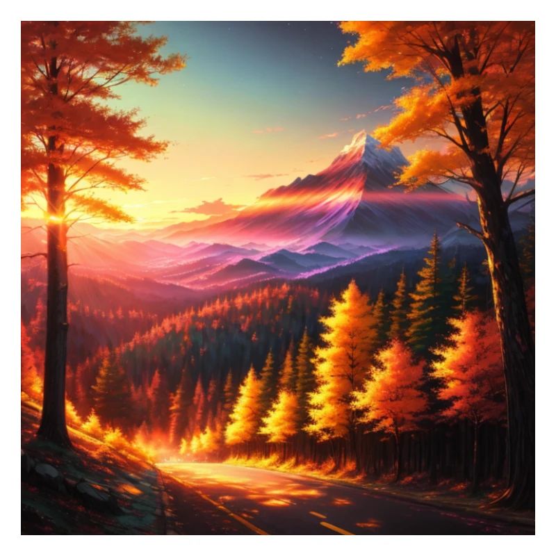 Sunset on the forest
