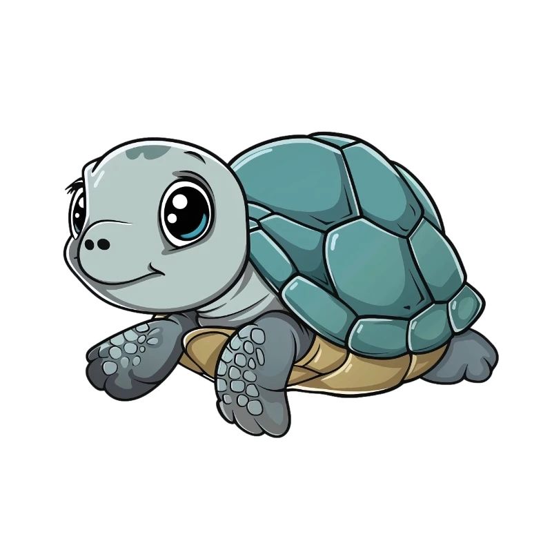 Mignon bébé tortue avec de grands yeux