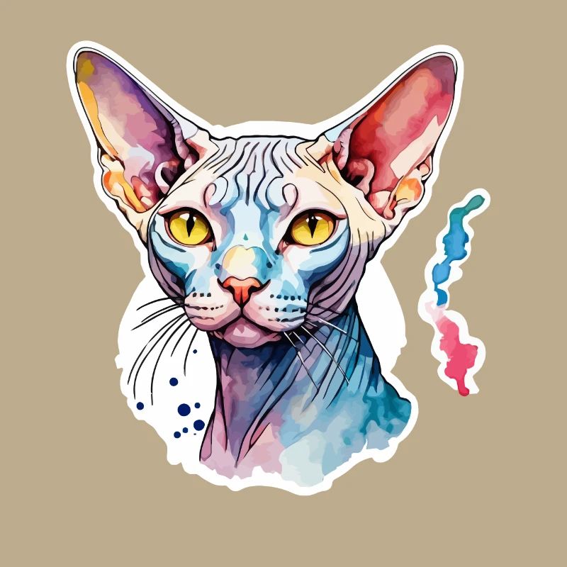Sphynx Katze Wasserfarben