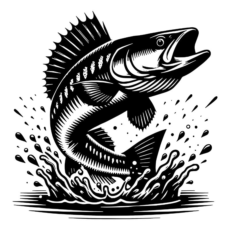 Springender Zander aus dem Wasser Splash
