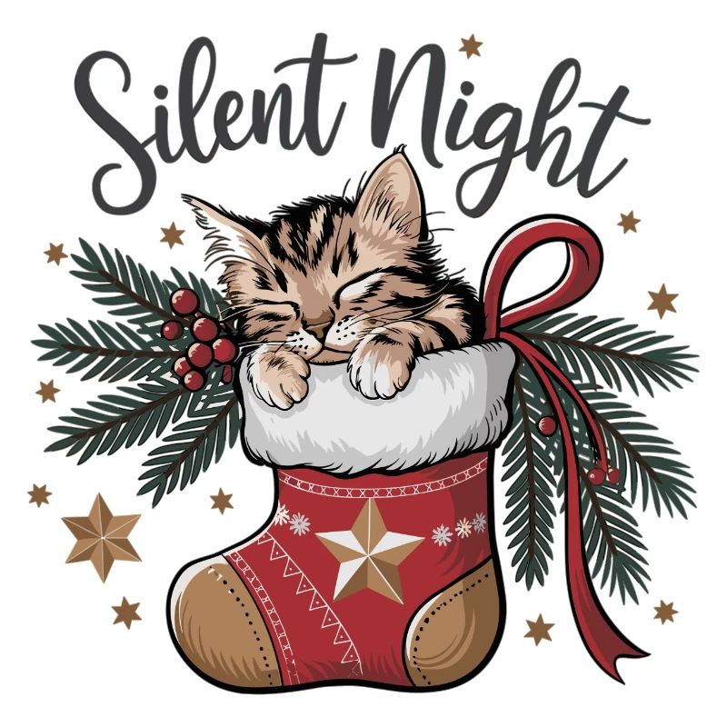 Douce nuit – Chaton en bas de Noël
