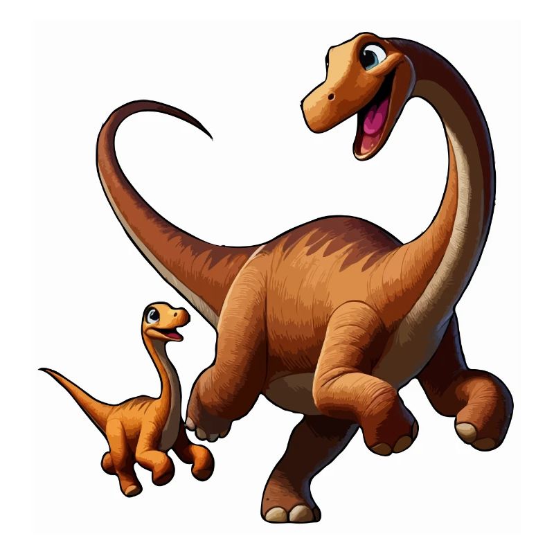 Brachiosaurus Mutter und Kind beim Herumtollen