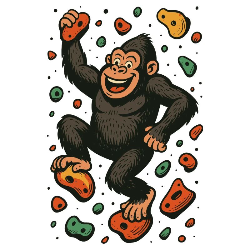 Bouldering Gorilla Monkey Climbing Retro Gift
