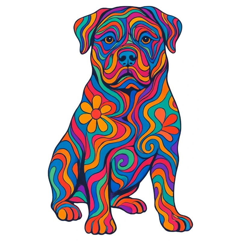 Psychedelischer und bunter Regenbogenhund
