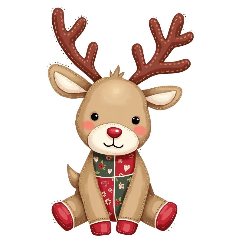 Patchwork Reindeer Winter Love
