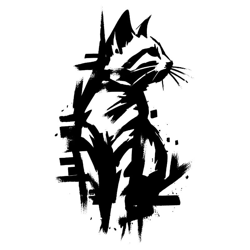Cat Black Graffiti Design